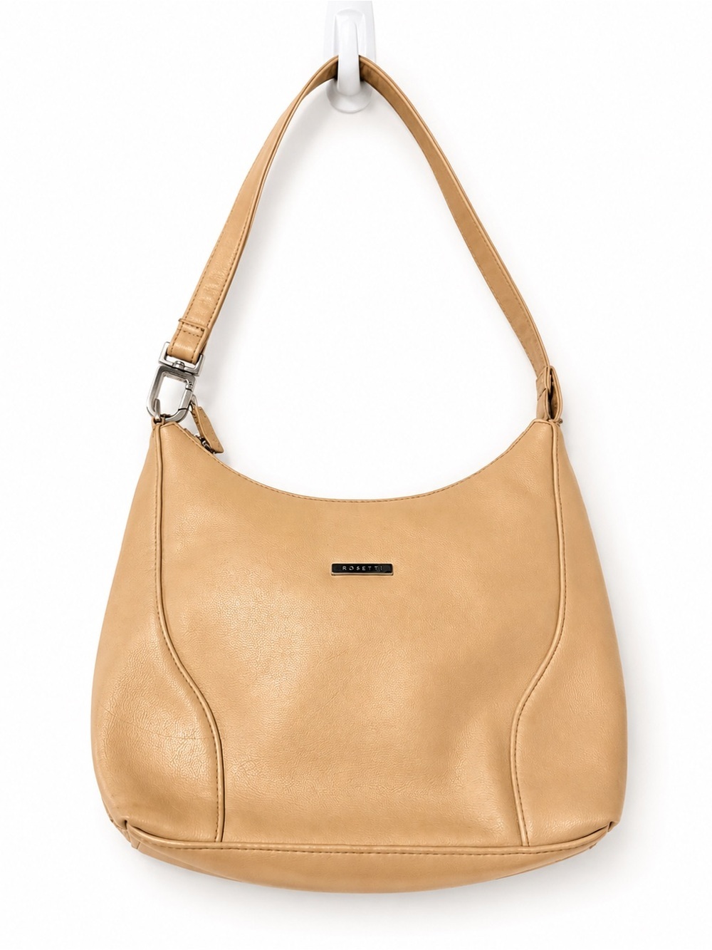 Rosetti Beige Faux Leather Hobo Shoulder Bag Multi Pocket Purse